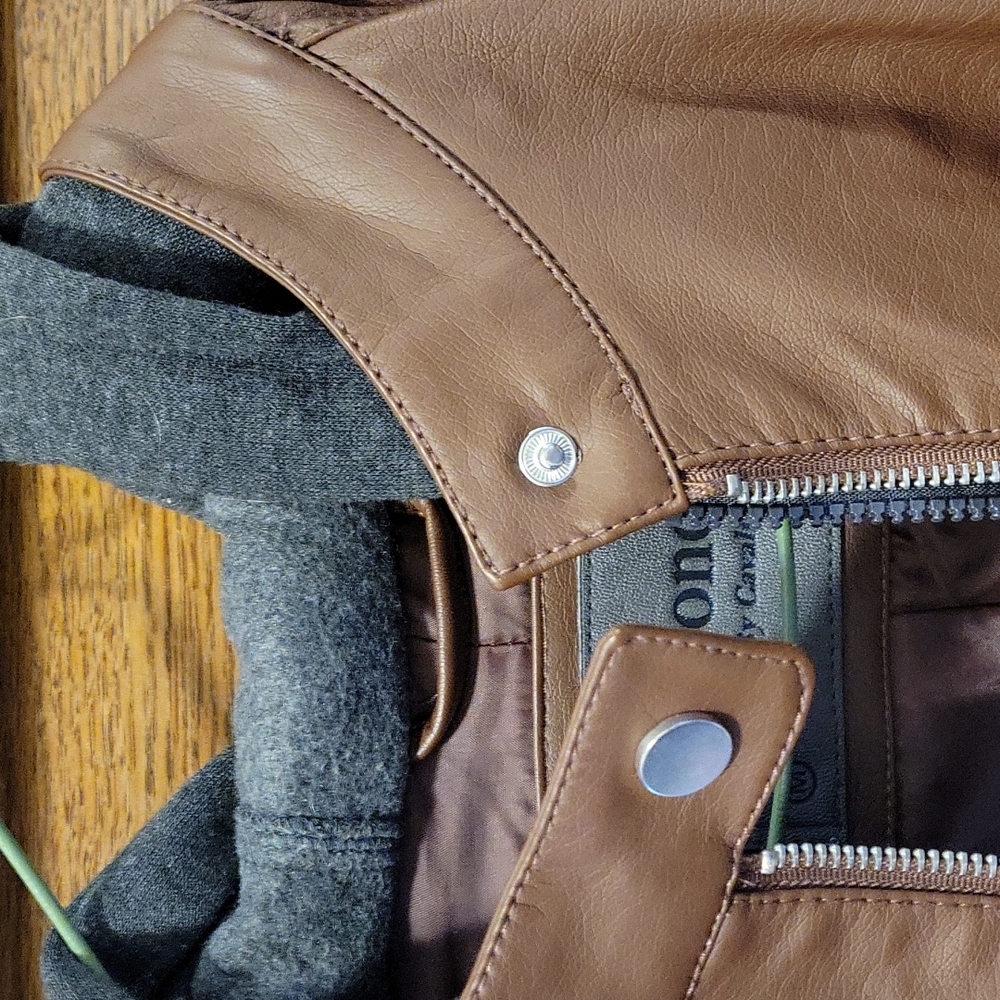 Brown leather jacket with liner - Picture 3 of 7